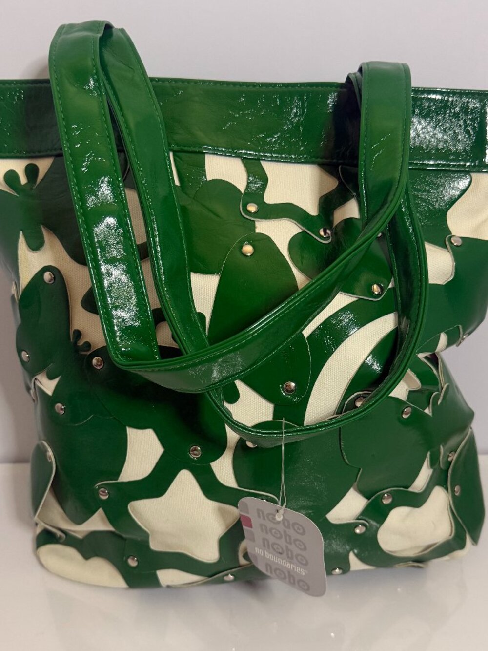 No Boundaries (NoBo) Green and White Puzzle Tote Bag